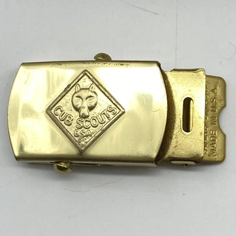 Vintage Cub Scouts BSA Brass Lot Wolf Bear Neckerchief Slide Belt Buckle Explore